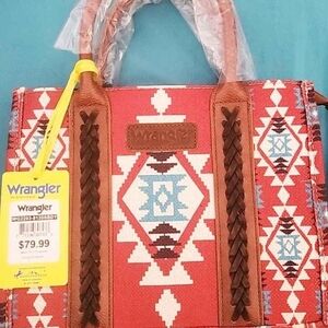 Wrangler Red and Brown Aztec Tote
